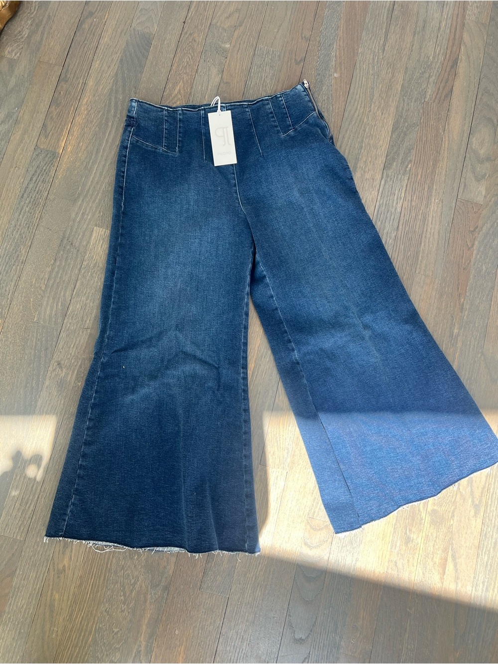 Anthropologie Pilcro Wide-Leg Cropped Dark Blue Denim Jeans
